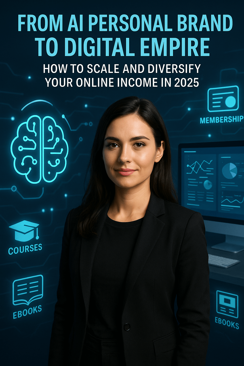 A realistic image showing AI Branding 2025 in action through AI-driven digital transformation for content creators.