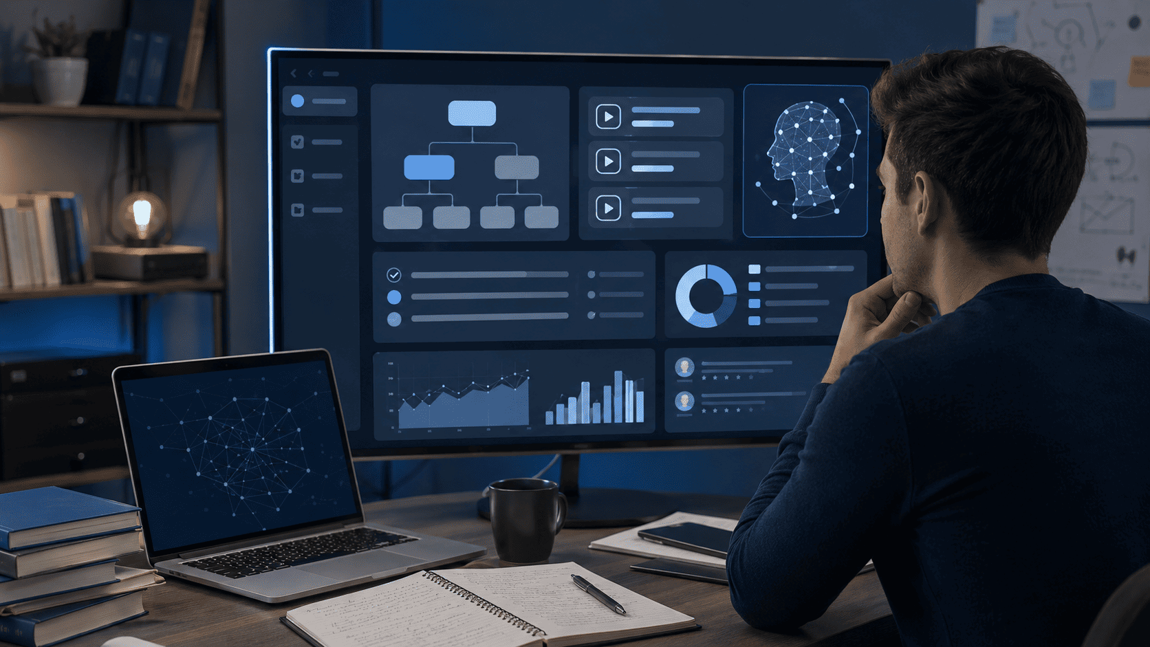 Creator planning AI-Powered Online Course Creation with course modules, quizzes, learner feedback, progress tracking, and AI-assisted workflow.