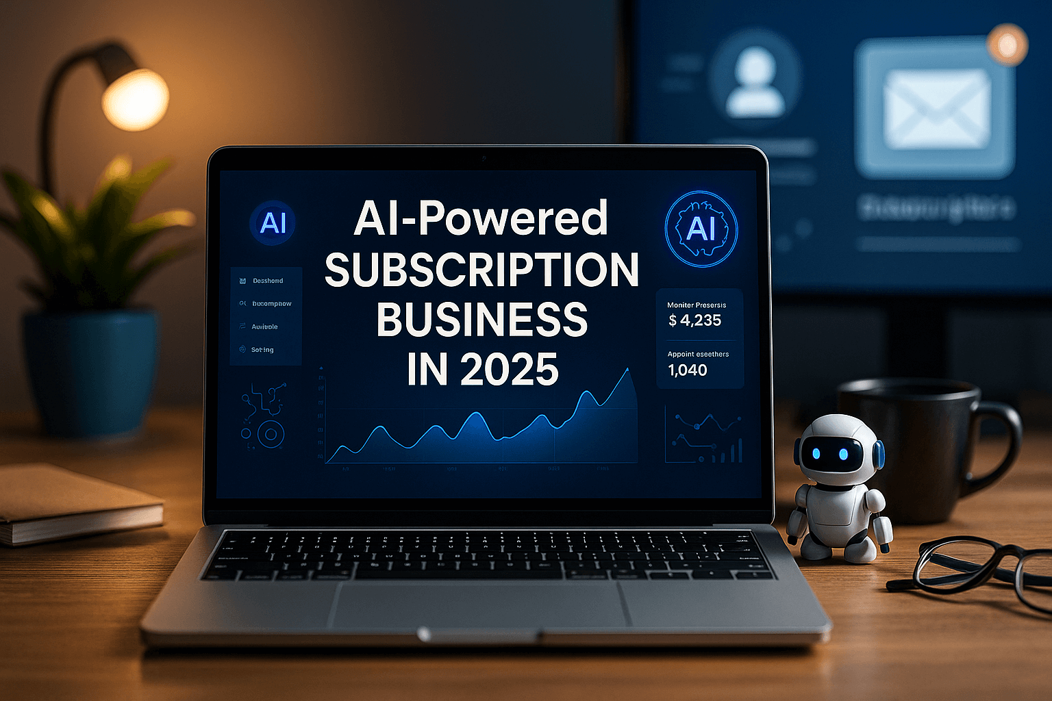 Realistic photo representing AI-powered subscription business model in 2025, automation, and digital transformation – FutureTecEra