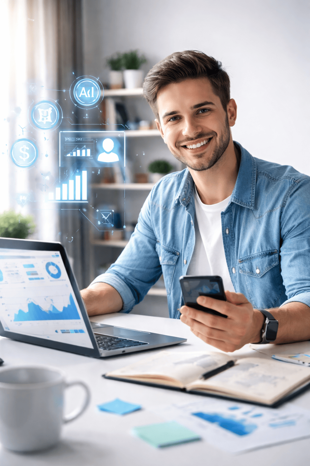 AI-Powered Personal Brand showing a creator using AI tools to strengthen a digital presence